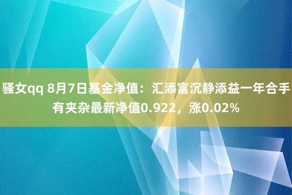 骚女qq 8月7日基金净值：汇添富沉静添益一年合手有夹杂最新净值0.922，涨0.02%