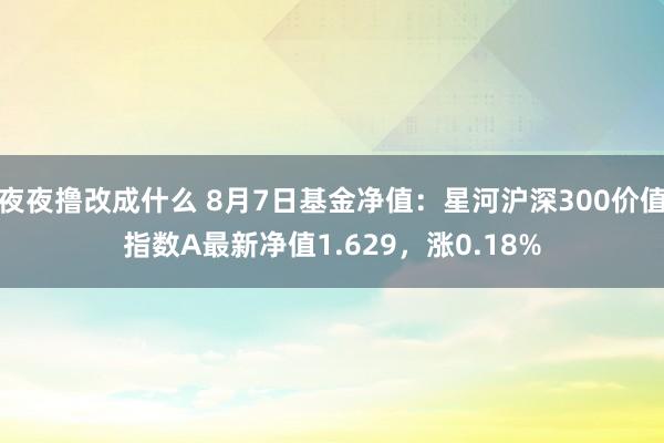 夜夜撸改成什么 8月7日基金净值：星河沪深300价值指数A最新净值1.629，涨0.18%