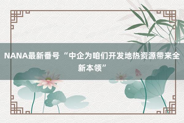 NANA最新番号 “中企为咱们开发地热资源带来全新本领”