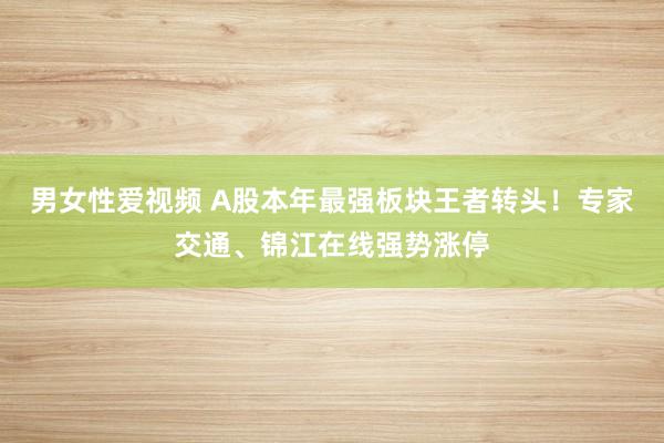 男女性爱视频 A股本年最强板块王者转头！专家交通、锦江在线强势涨停