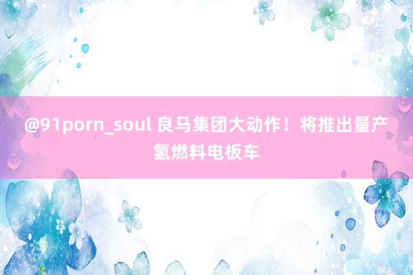 @91porn_soul 良马集团大动作！将推出量产氢燃料电板车