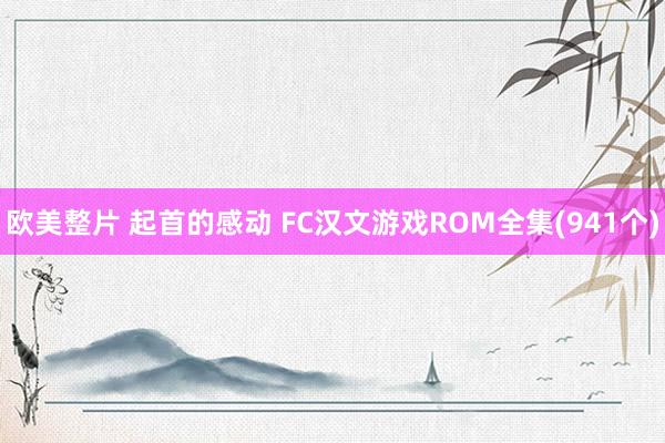 欧美整片 起首的感动 FC汉文游戏ROM全集(941个)